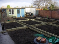 Garden November 2010 with raised beds and paths